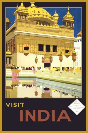 Visit India vintage travel poster